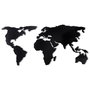 Wallity World Map Silhouette Escultura de pared de metal negra
